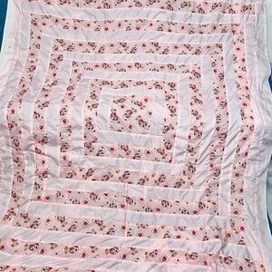 Strawberry Shortcake Floral Pink and White Quilt Top only.